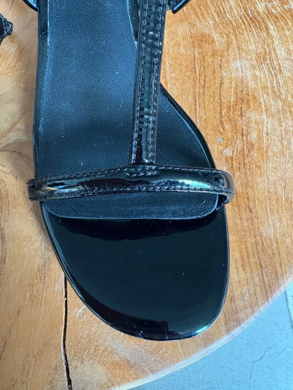 J Crew Kacie black block-heel sandals in patent leather Size 6.5